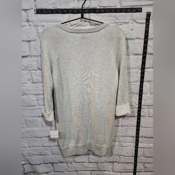 Tahari soft light gray sweater with zipper and button accents. Size Large NEW - Picture 2 of 7